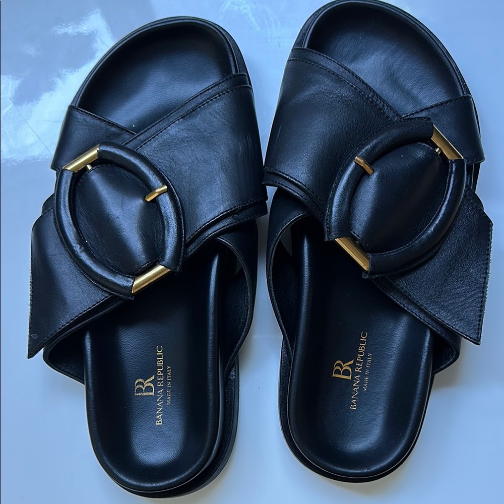 Banana Republic Black Leather Sandals